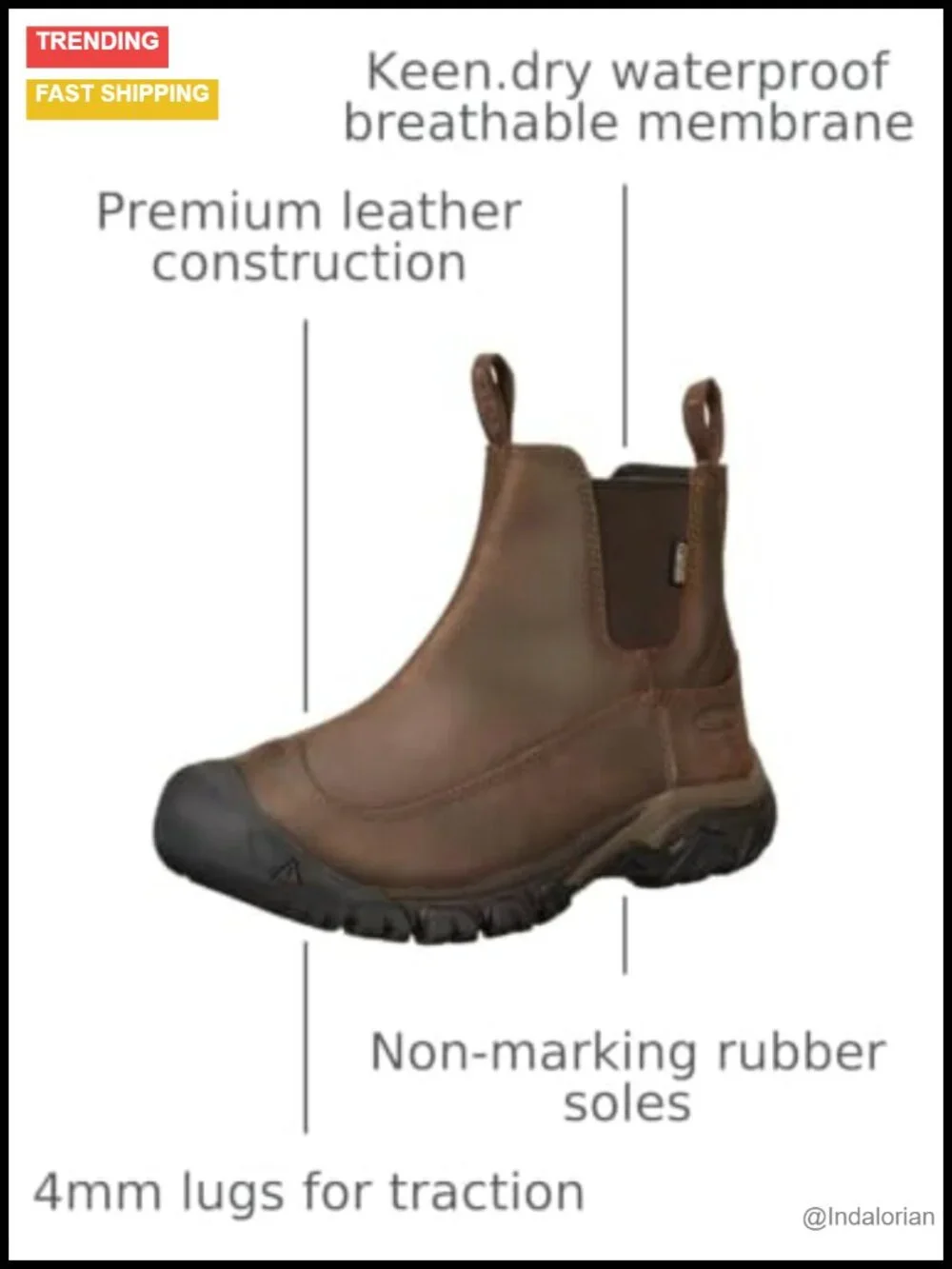 Men's Waterproof Insulated Snow Boots Pull On Mid Calf Leather
